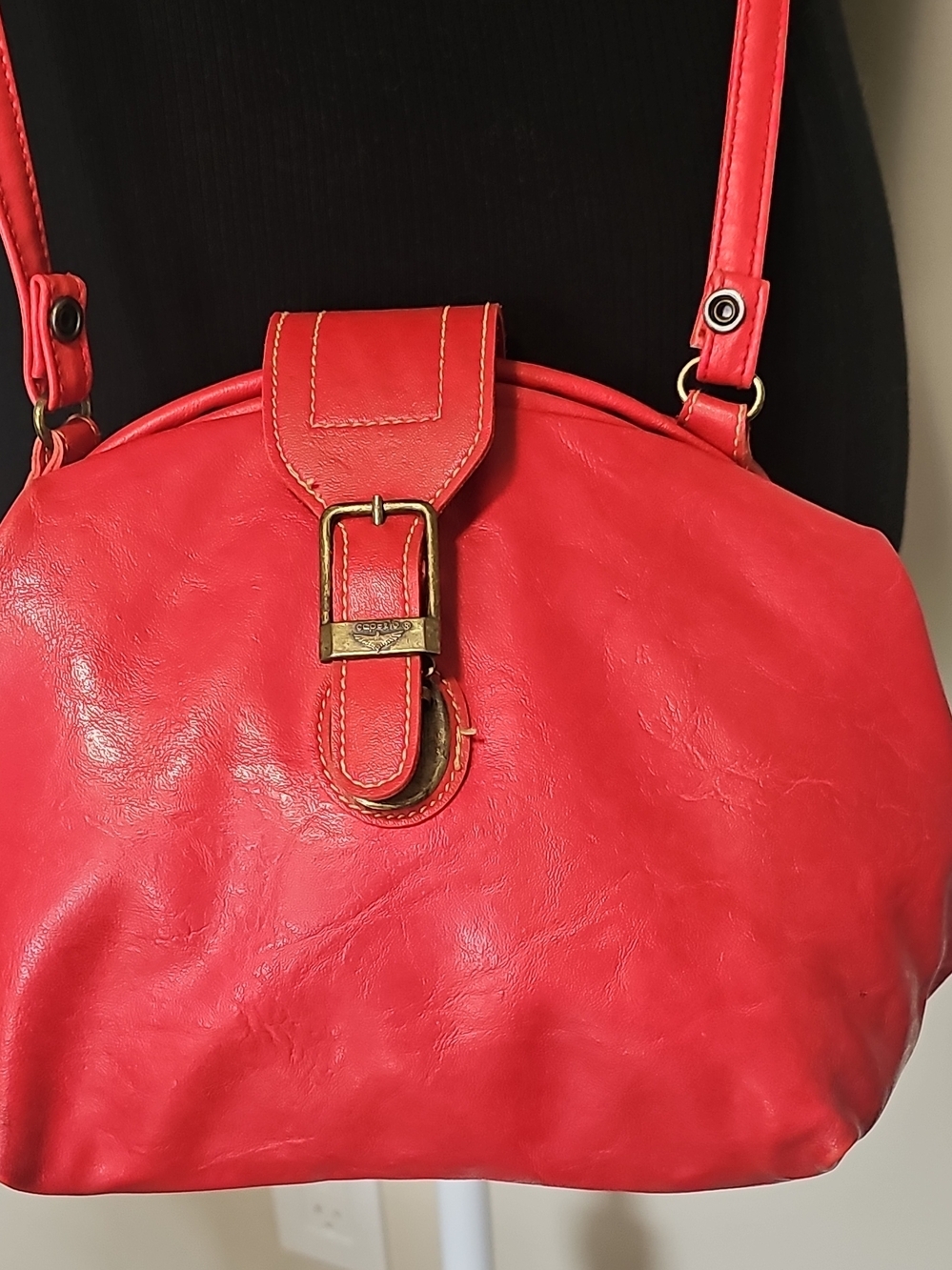 Capezio Red Crossbody Bag with Buckle Accent